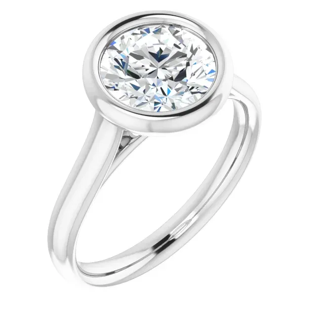White Gold Bezel Solitaire Engagement Ring jewelry Wabash avenue