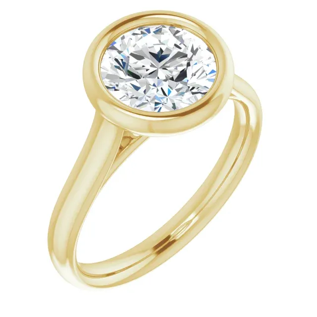 Yellow Gold Bezel Solitaire Engagement Ring jewelry Wabash avenue