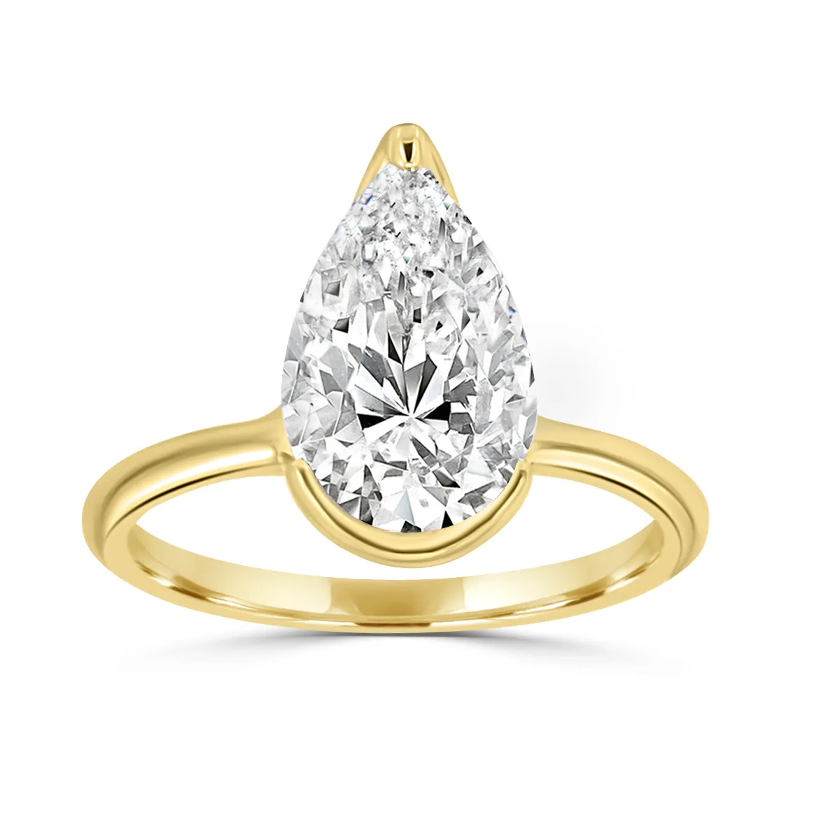 Yellow Gold Half Bezel Solitaire Ring
