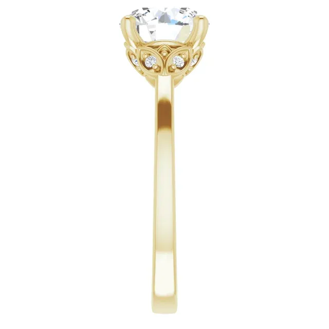 Yellow Gold Flower Shaped Engagement Ring jewelry Wabash avenue