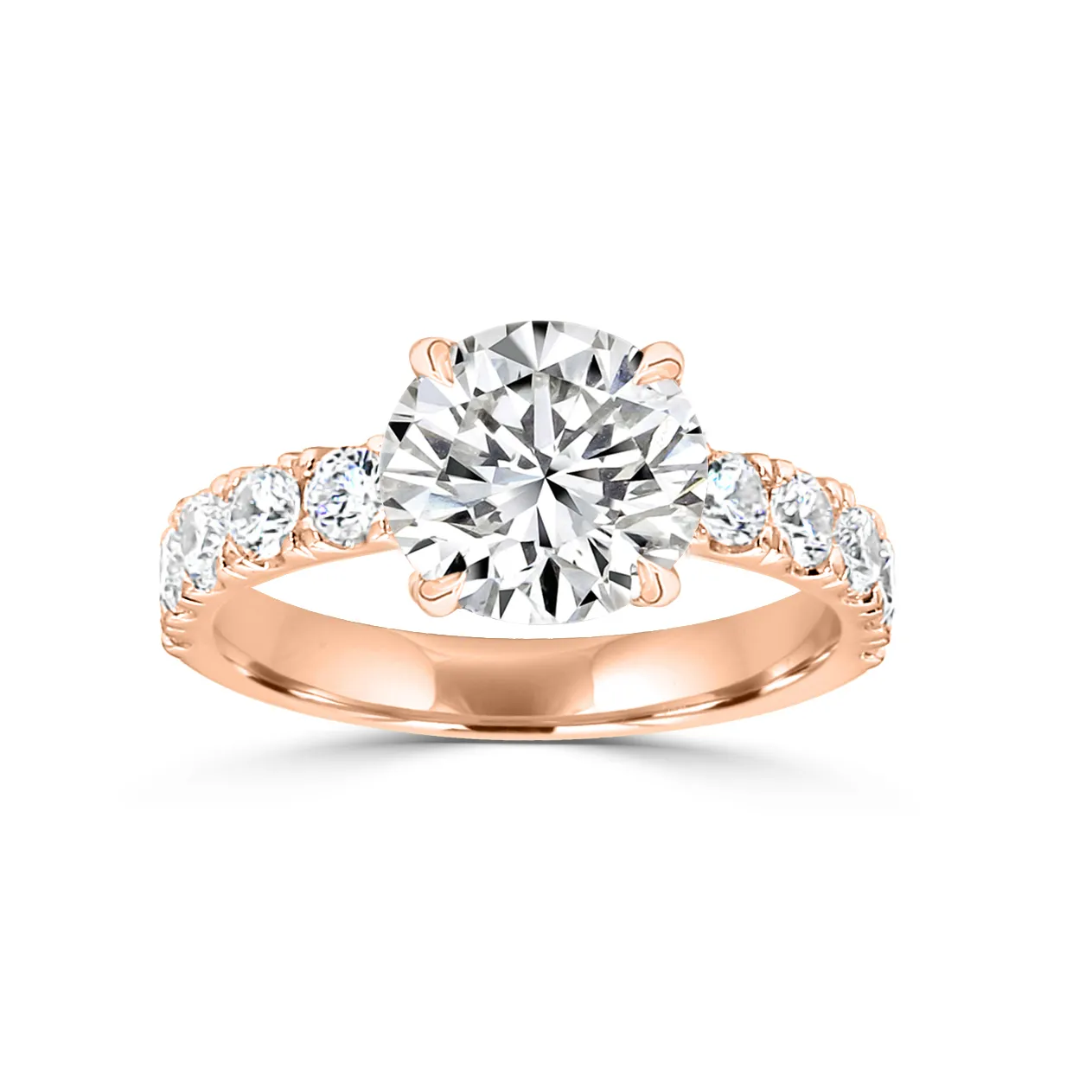 Rose Gold Halfway Round Diamond Engagement Ring