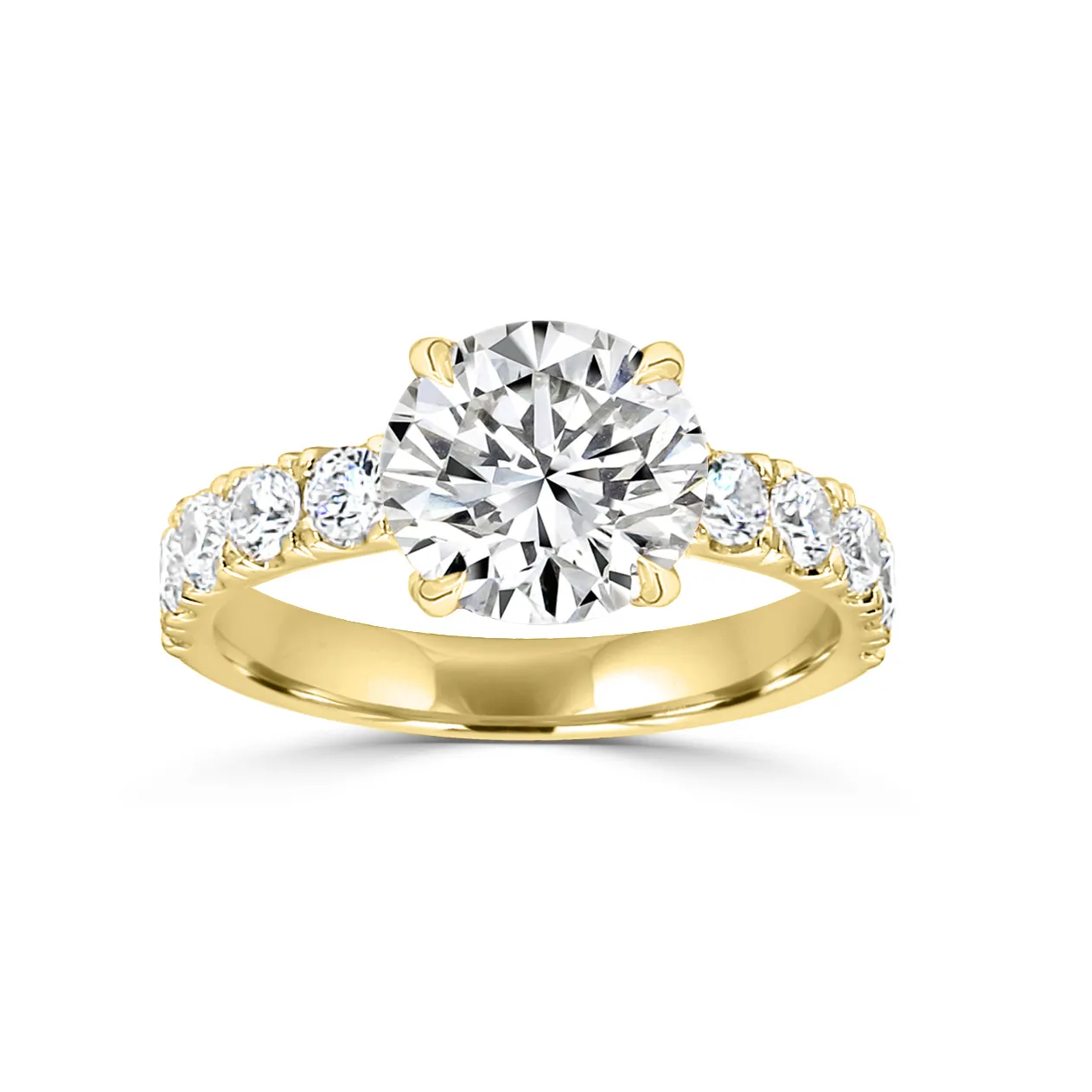 Yellow Gold Halfway Round Diamond Engagement Ring