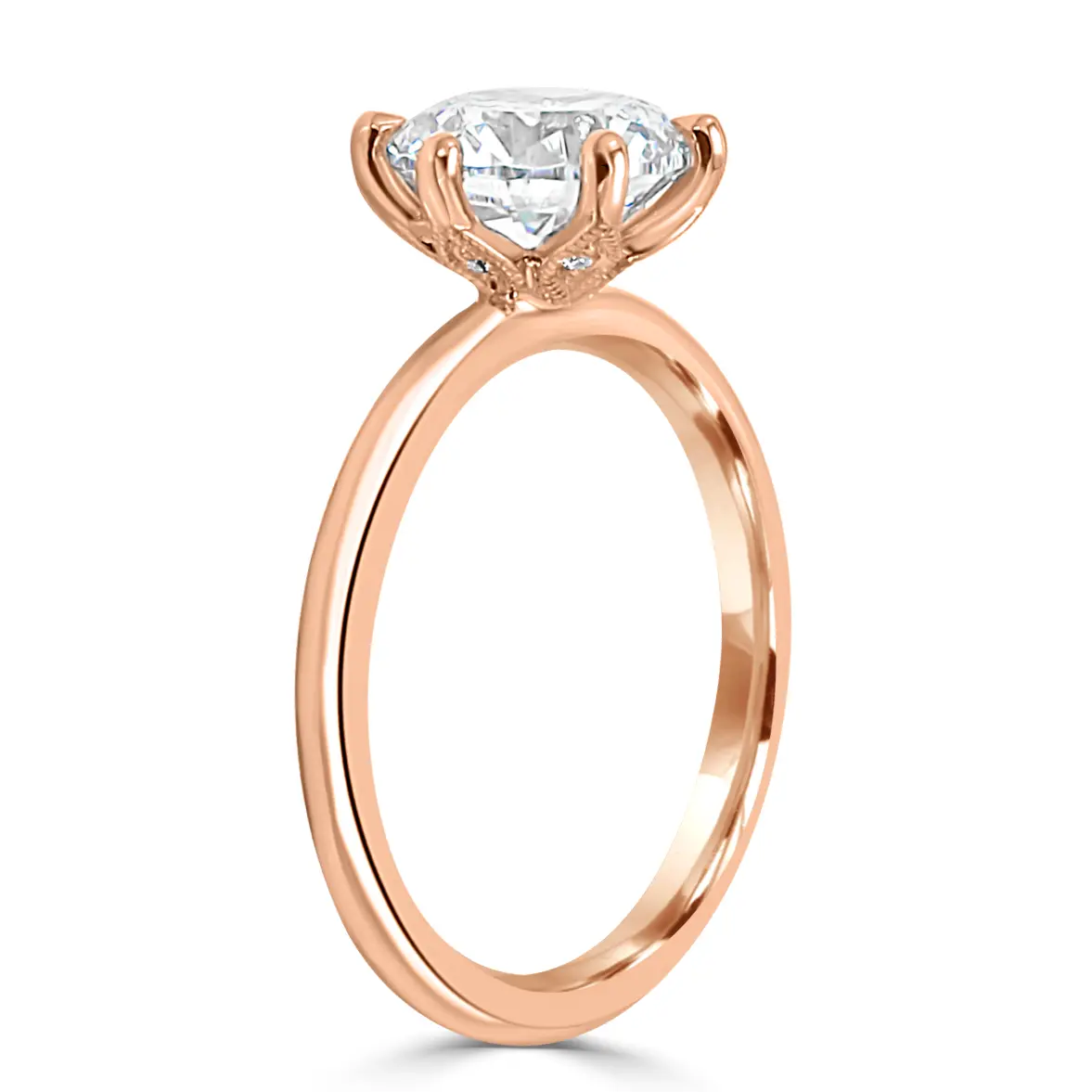 Rose Gold Floral Accent Solitaire Ring jewelry Wabash avenue