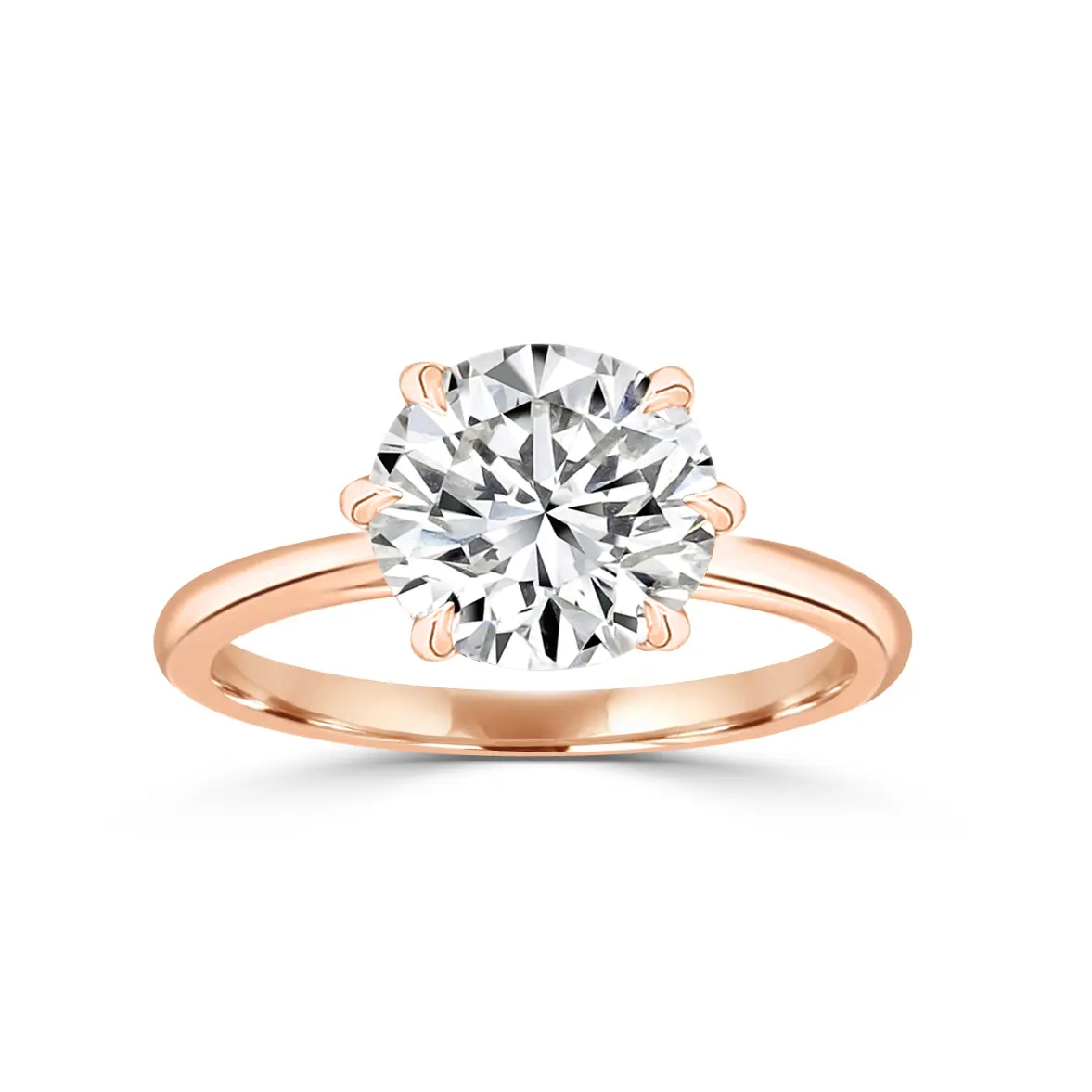 Rose Gold Floral Accent Solitaire Ring