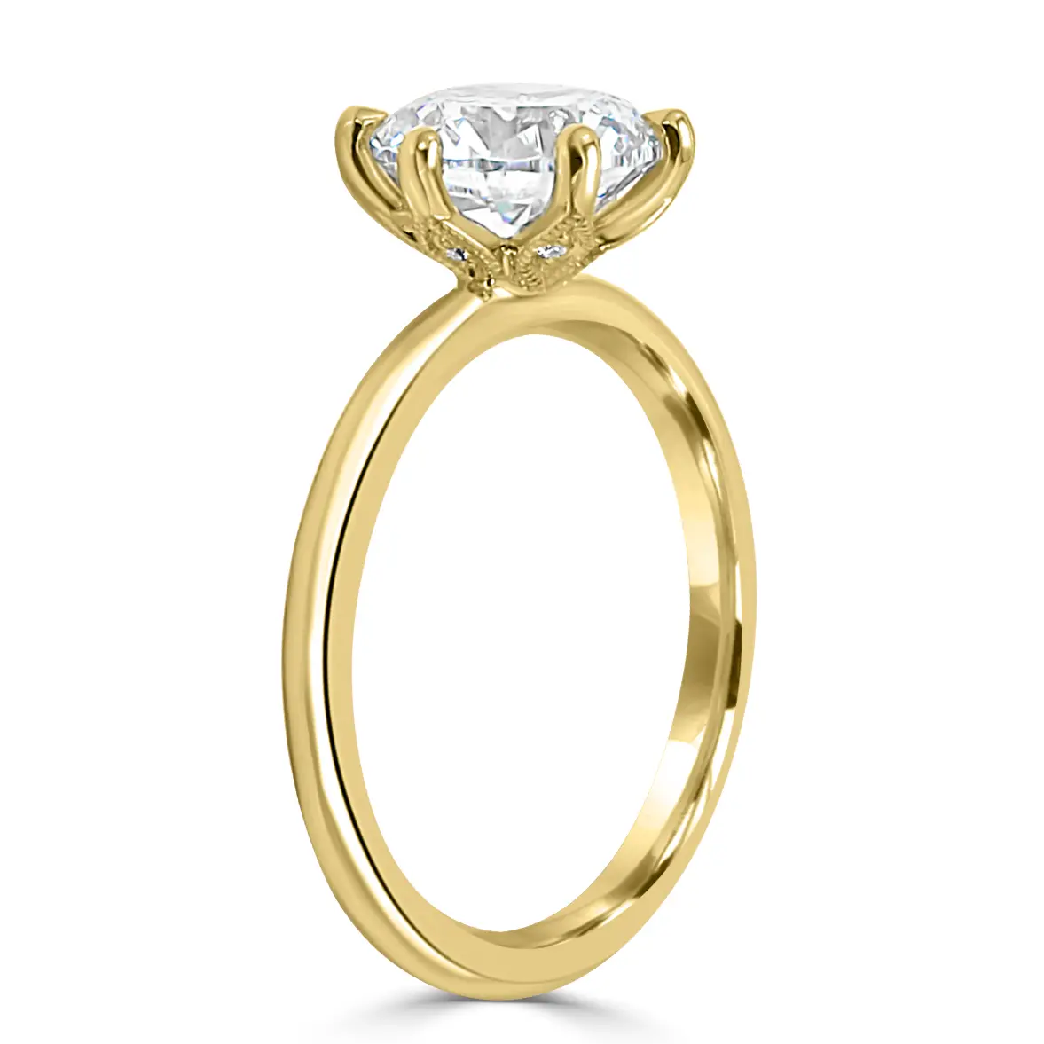 Yellow Gold Floral Accent Solitaire Ring jewelry Wabash avenue
