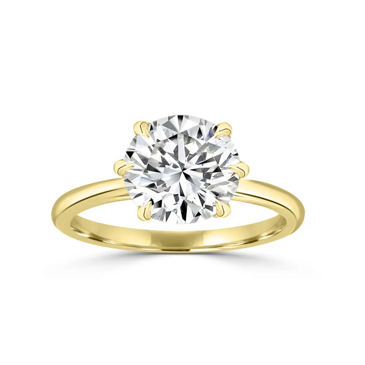 Yellow Gold Floral Accent Solitaire Ring