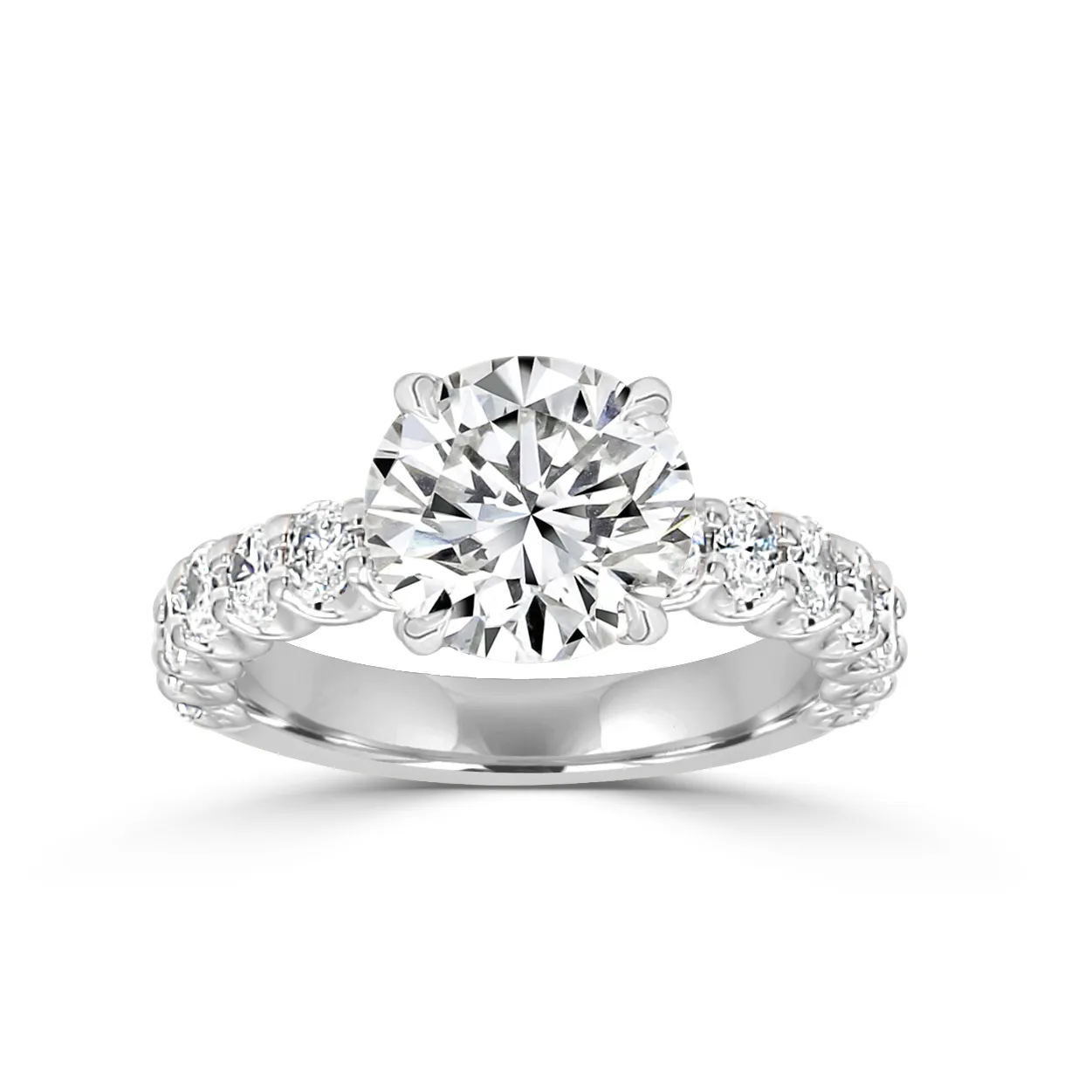 White GoldOval Shaped Shank Engagement Ring