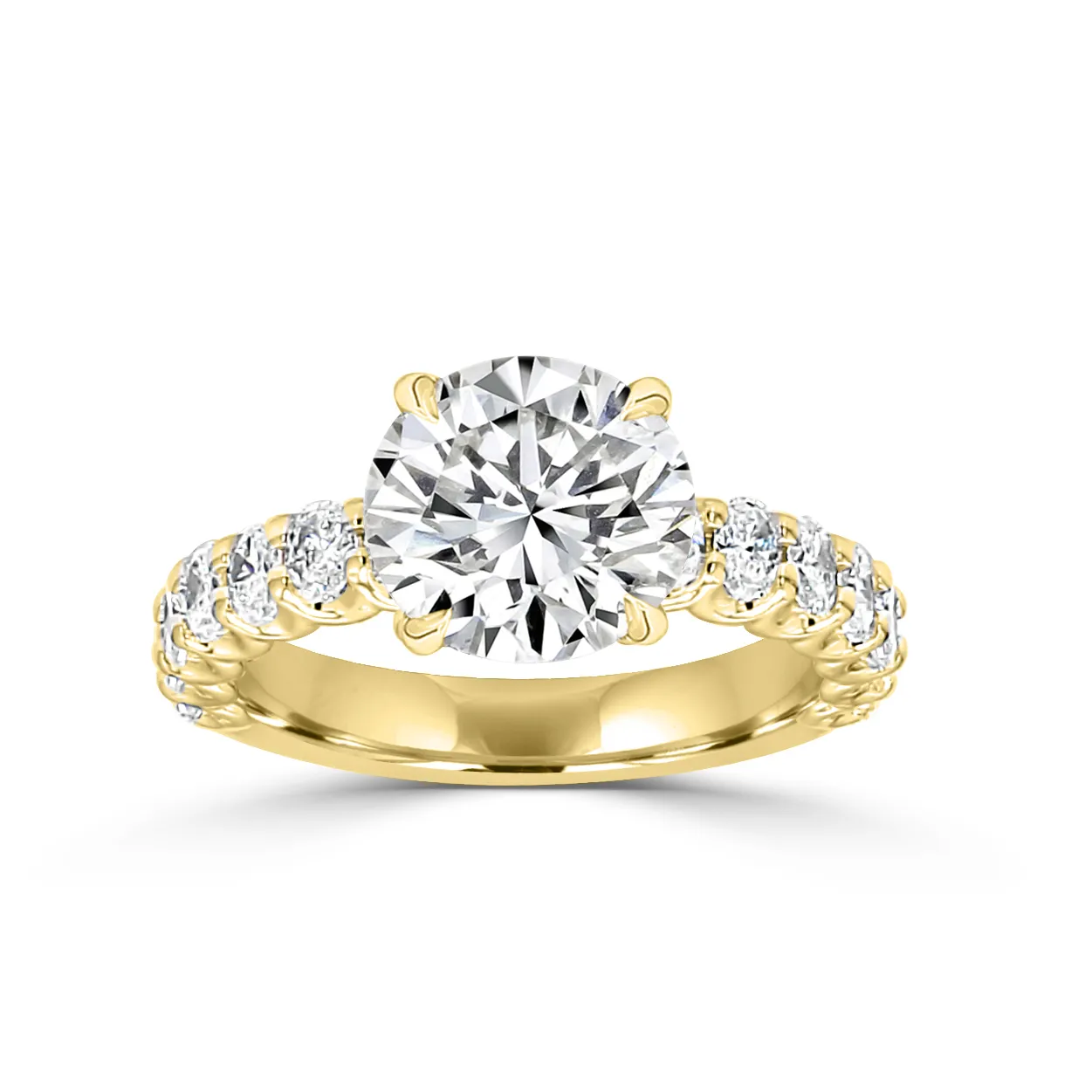 Yellow Gold Oval Shaped Shank Engagement Ring