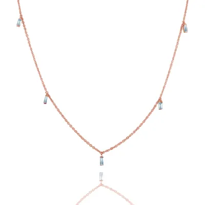 Rose Gold Baguette Hanging Diamond Necklace