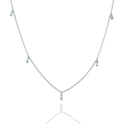 White GoldBaguette Hanging Diamond Necklace