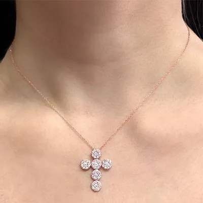 Rose Gold Celebrity Inspired Diamond Cross Pendant Neckalce jewelry store near me