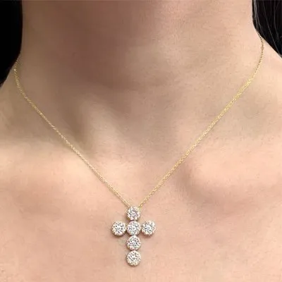 Yellow Gold Celebrity Inspired Diamond Cross Pendant Neckalce jewelry store near me