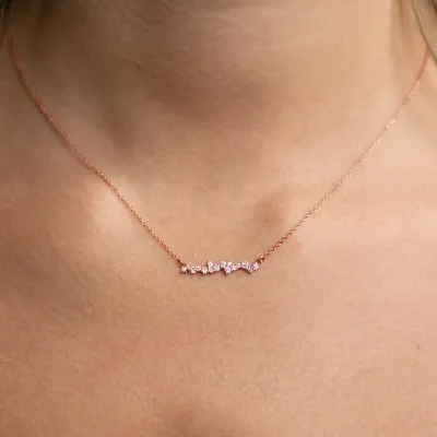 Rose Gold Anniversary Gift Unique Diamond Bar Necklace jewelry store near me