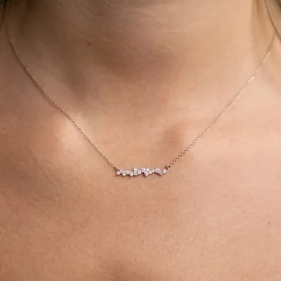 Platinum Anniversary Gift Unique Diamond Bar Necklace jewelry store near me