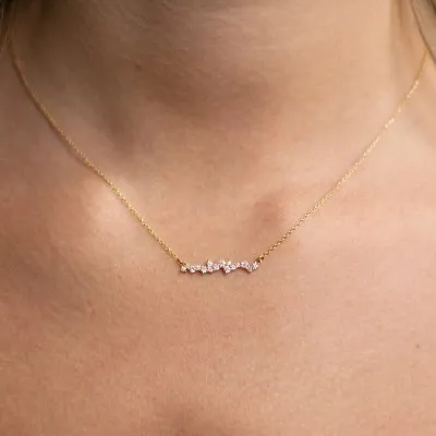 Yellow Gold Anniversary Gift Unique Diamond Bar Necklace jewelry store near me