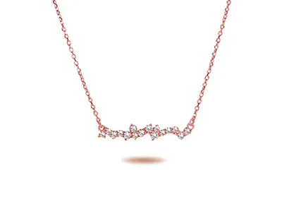 Rose Gold Anniversary Gift Unique Diamond Bar Necklace