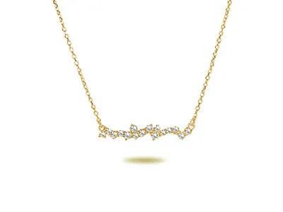 Yellow Gold Anniversary Gift Unique Diamond Bar Necklace