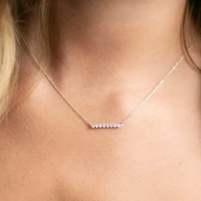 White GoldLab Grown Diamond Bar Necklace for Women jewelry windy city