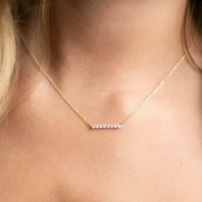 Yellow Gold Lab Grown Diamond Bar Necklace for Women jewelry windy city