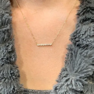 Yellow Gold Lab Grown Diamond Bar Necklace for Women from best jeweler