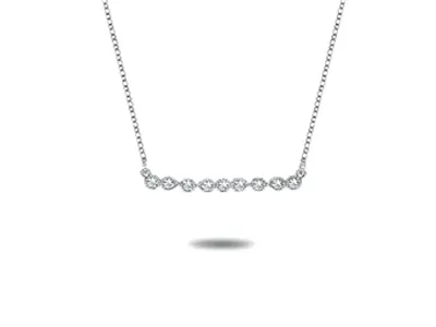 White Gold Milgrain Bezel Diamond Bar Necklace for Her