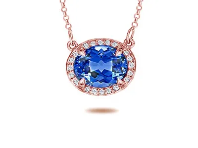 Rose Gold Aquamarine Gemstone and Diamond Necklace