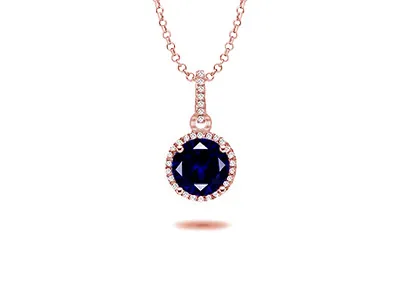 Rose Gold Personalized Birthstone Halo Pendant