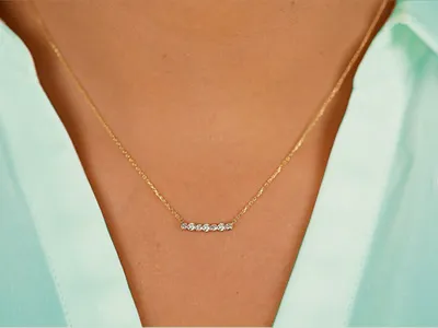 Yellow Gold Bubbles Bezel Set Bar Necklace a Lady Will Love jewelry store near me