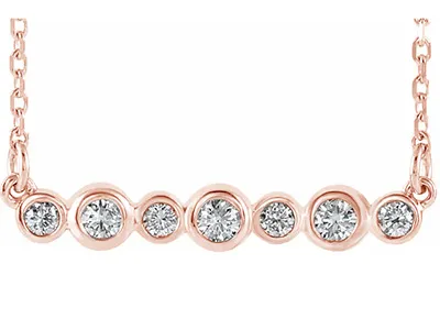 Rose Gold Bubbles Bezel Set Bar Necklace a Lady Will Love