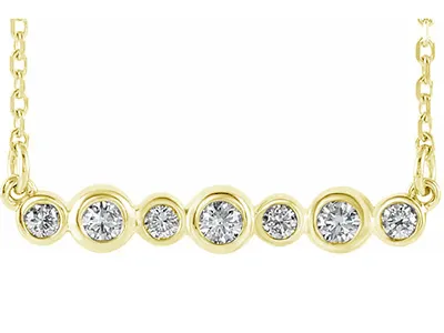 Yellow Gold Bubbles Bezel Set Bar Necklace a Lady Will Love