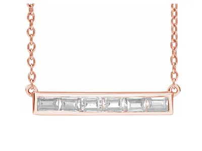 Rose Gold Baguette Bar Necklace for Cocktail