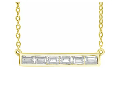 Yellow Gold Baguette Bar Necklace for Cocktail