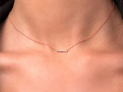 Rose Gold Diamond Bar Necklace as Graduation Day Gift jewelry store near me