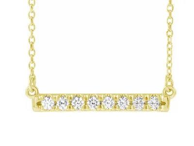 Yellow Gold Diamond Bar Necklace as Graduation Day Gift