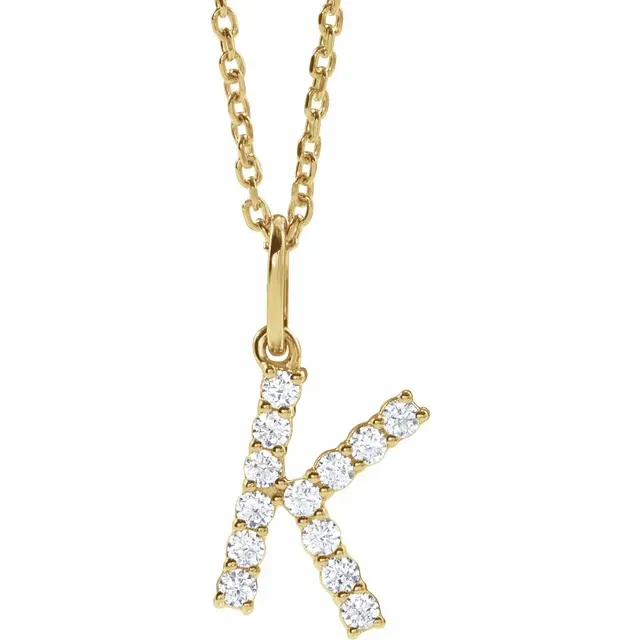 Yellow Gold Letter Pendant Necklace for the Ladies jewelry windy city