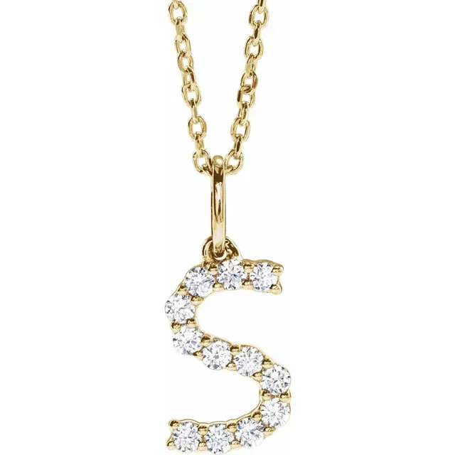 Yellow Gold Letter Pendant Necklace for the Ladies from best jeweler
