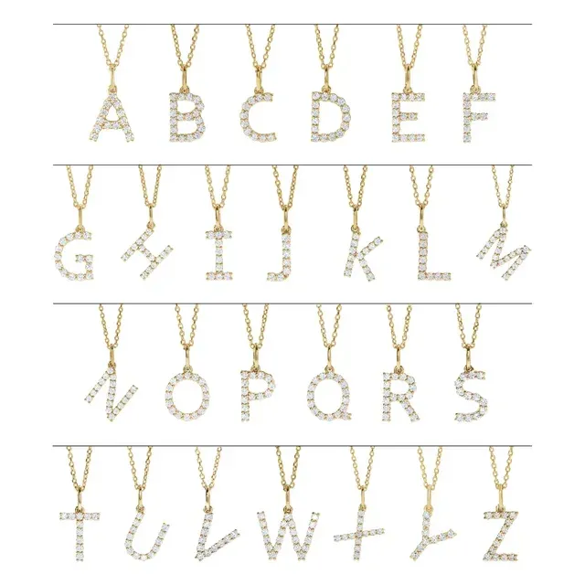 Yellow Gold Letter Pendant Necklace for the Ladies jewelry online