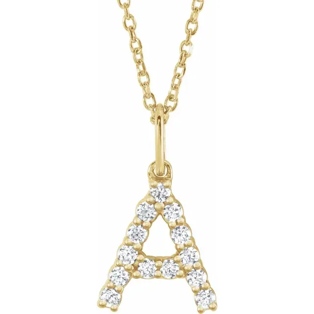 Yellow Gold Letter Pendant Necklace for the Ladies