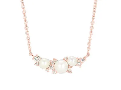 Rose Gold Pearl Diamond Necklace for Mother's Day