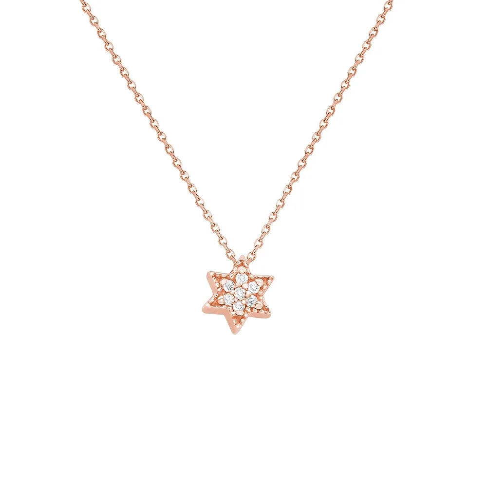 Rose Gold Diamond Jewish Star Necklace