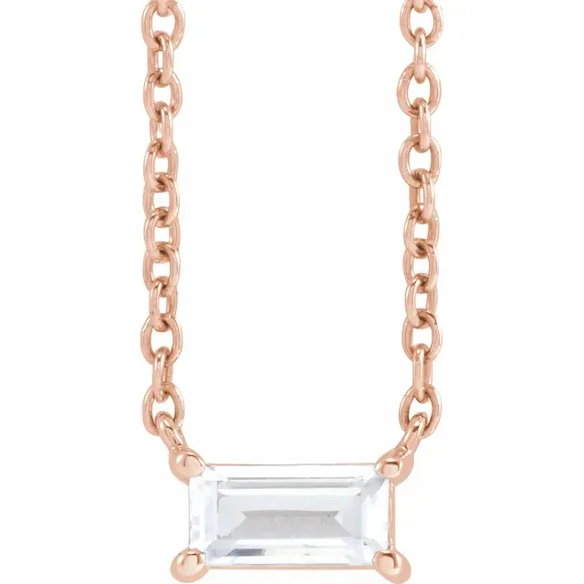 Rose Gold Baguette Solitaire Pendant Necklace