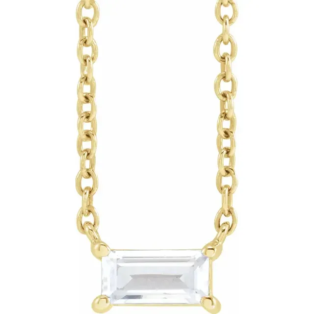 Yellow Gold Baguette Solitaire Pendant Necklace