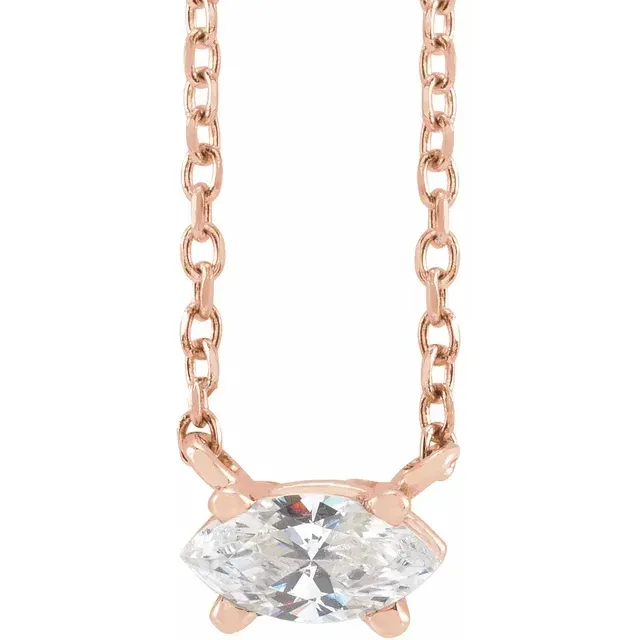 Rose Gold Marquise Solitaire Pendant Necklace