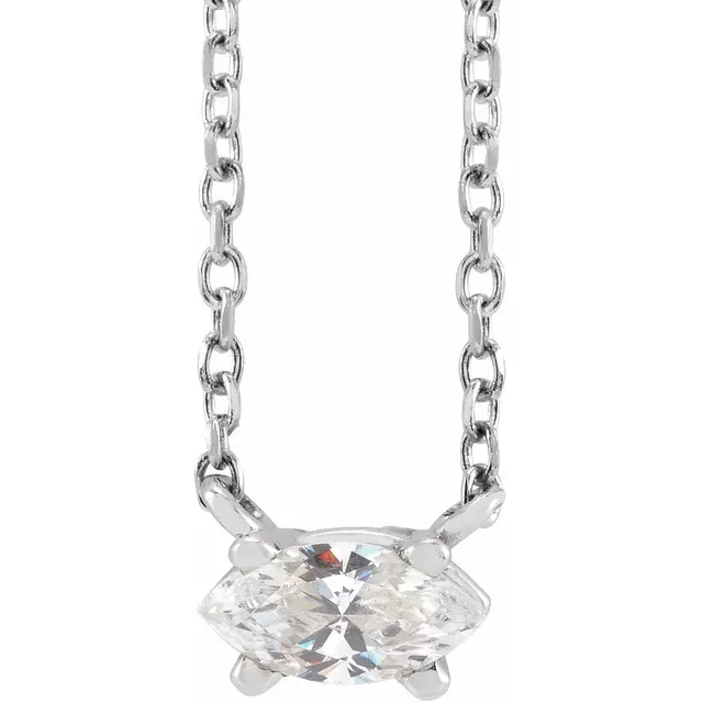 White Gold Marquise Solitaire Pendant Necklace