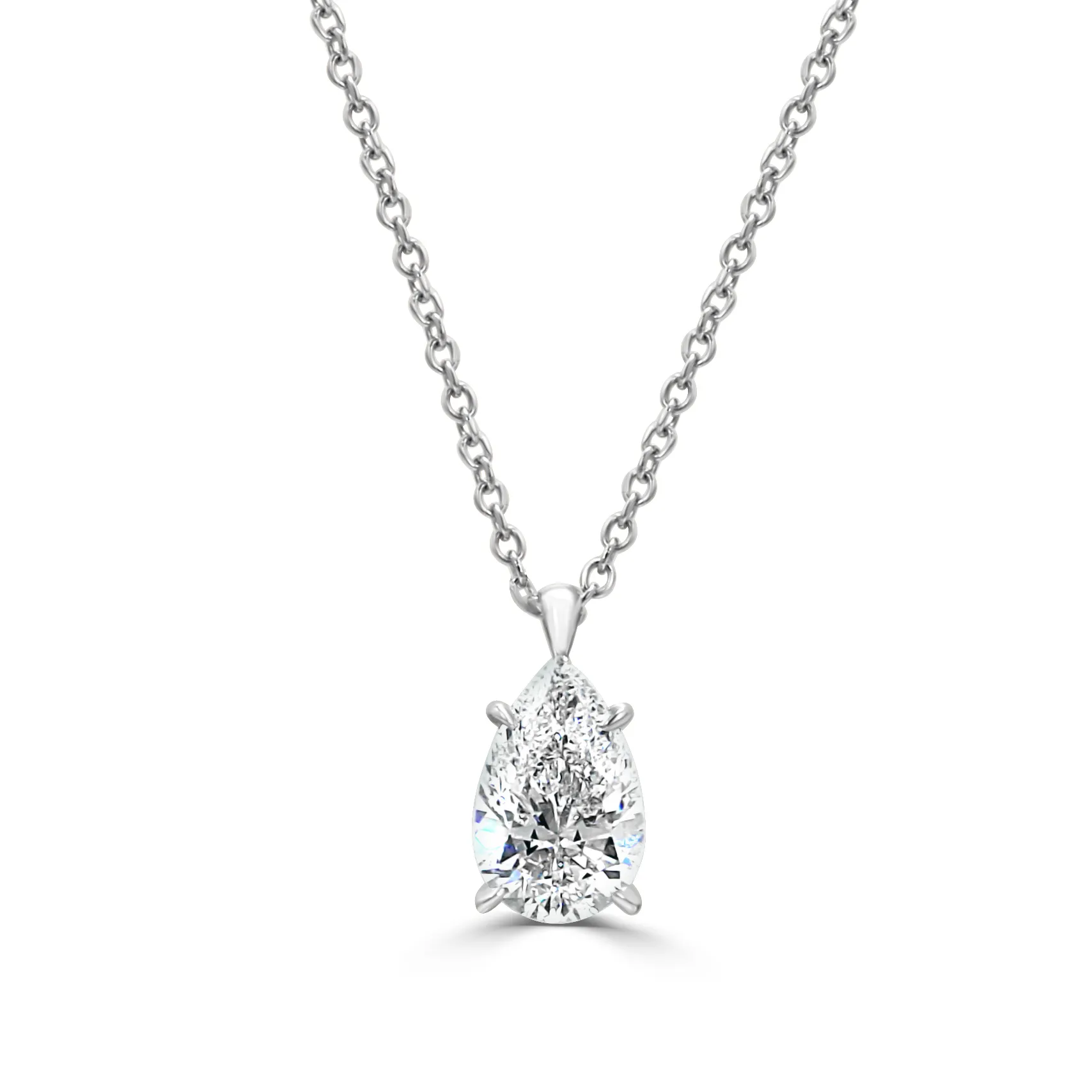 White GoldPear Solitaire Pendant Necklace