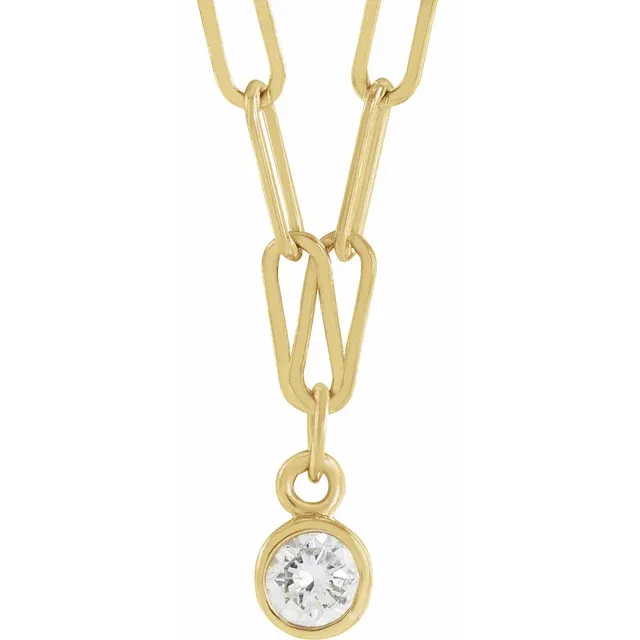 Yellow Gold Round Bezel Set Necklace