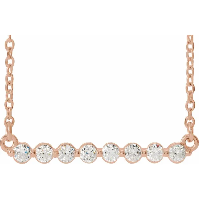 Rose Gold Lab Grown Diamond Bar Necklace for Women