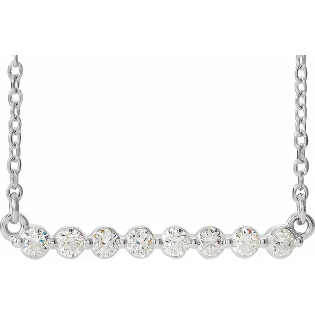 White GoldLab Grown Diamond Bar Necklace for Women