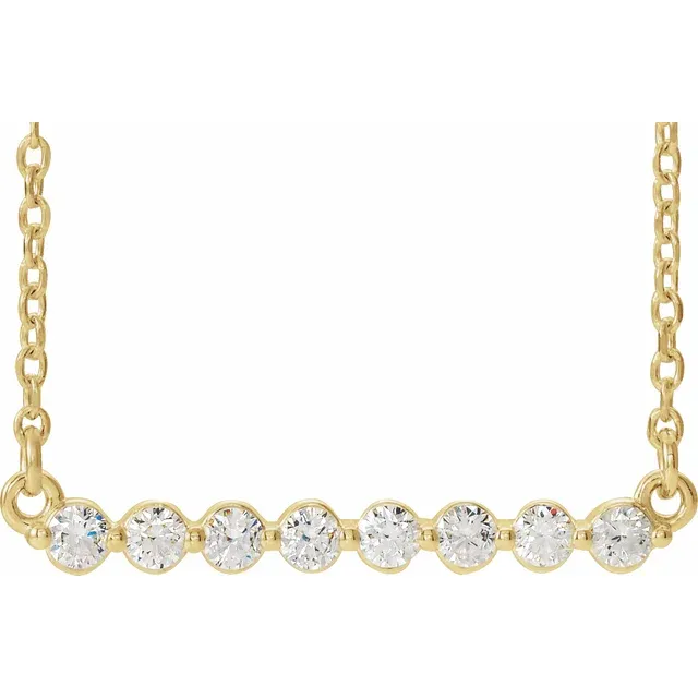 Yellow Gold Lab Grown Diamond Bar Necklace for Women