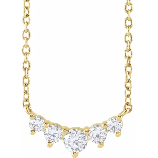 Yellow Gold Women Lab-Grown Diamond Graduated Necklace